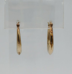 VTG 925 Oval Hoop Earrings 1in Drop Gold Vermeil on Sterling Silver 2.5g Estate