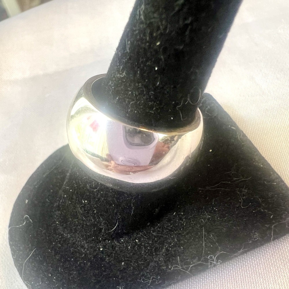 Vintage Signed 925 Thailand Sterling Silver Dome Ring Chunky Band Approx 7”/ 7g