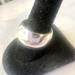 Vintage Signed 925 Thailand Sterling Silver Dome Ring Chunky Band Approx 7”/ 7g