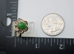 Apple Jade Diamond Baguette Daisy Halo 18k Gold Ballerina Ring