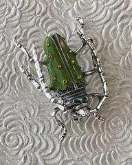 Beetle Insect enamel on silver tone metal