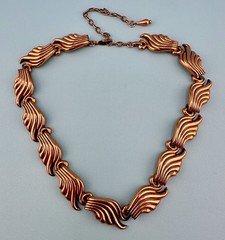 Vintage Renoir Necklace Copper Wing Shaped Links Adjustable 14″ to 18″ Signed