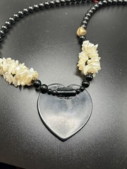 Lot of 2 Vintage Necklaces~Black & White Faux Pearl, Glass, Rhinestones, Plastic