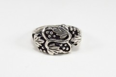 Vintage 1990s Wheeler Mfg. Co. USA Sterling Silver Grape Leaves Band Ring Sz 6.5