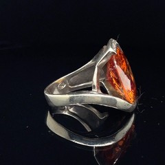 Antique Golden Topaz Ring 925 Sterling Silver Art Deco Pinky Ring