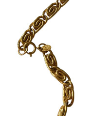 Vintage Erwin Pearl Bold Gold Tone Chunky Scroll Link Necklace Statement
