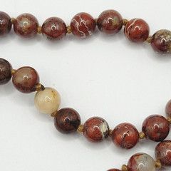 Jasper Stone Varied Brown Hues Hand Knotted Beaded Over the Head Necklace 30 In