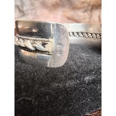 Vintage Southwest Sterling Silver Cuff Bracelet, Signed AW, Braided Rope, 7.25″
