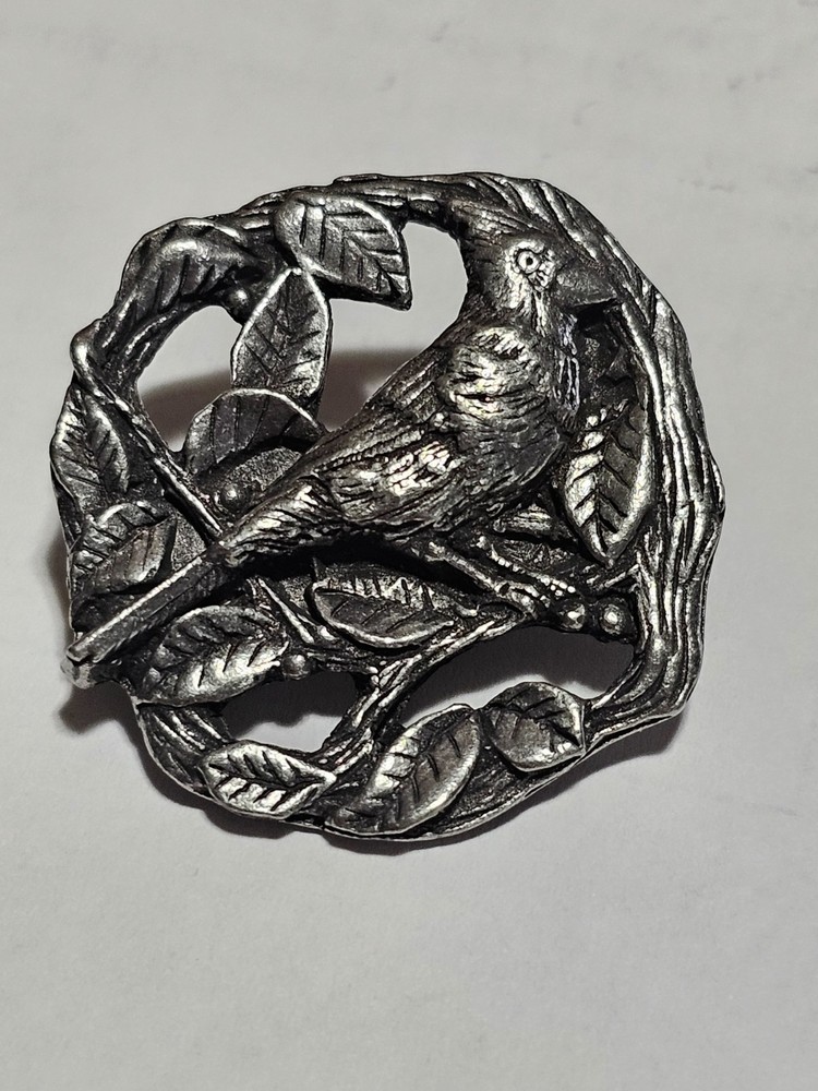 Birds and Blooms Cardinal Brooch Pin Vintage 1999 Limited Edition Pewter Bird