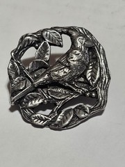 Birds and Blooms Cardinal Brooch Pin Vintage 1999 Limited Edition Pewter Bird