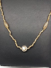 1970 NAPIER 36 in Gold Tone Metal Seed Beads Stations Necklace