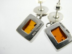 Lori Bonn Sterling Silver Amber Stud Earrings 925 6.7g 7/8 Inch Length
