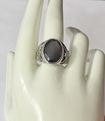 VINTAGE LARGE STERLING SILVER & HEMATITE THUNDERBIRD RING WHEELER MFG CO SIZE 9
