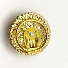 Vintage W Germany Gold Tone Filigree Floral Scarf Clip Ring Scalloped 1.25 Inch