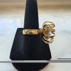 1969 Signed SARAH COVENTRY Pastel Mystic Blue Rivoli Flower Ring Adjustable Size