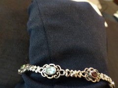 #656–VINTAGE STERLING SILVER HAN-925-BRACELET–6-STONES