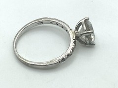 Designer AIA 925 Sterling Silver CZ Solitaire with Accents Ring (Sz. 7.25)