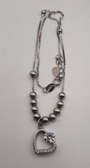 Sterling Silver Anklet with CZ Heart Charm 10.25-11.25″ Dainty Box Chain 4g
