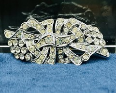 Duette Rhinestone Dress Clip Brooch Art Deco Vintage Convertible Pin 1.25” X 1”