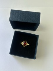 Vintage Red Cubic Zirconia Ring Gold Plated Womens Size 9.5