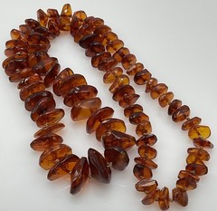 Vintage Baltic Amber Graduated Nugget Necklace Cognac 70g Endless Strand 28 in
