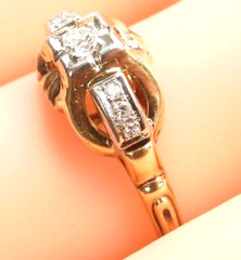 Antique 1920’s Diamond Faith Engagement 14K Two Tone Ring Size 6 UK-L1/2 Deco