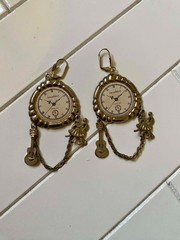 Vintage Jewelltech Watch Dangle Earrings | Music & Guitar Charm Retro Jewelry