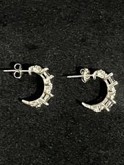 Black and Crystal Rhinestone Pendant and Earring Set with AGI 925 Box Link Chain