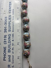 3 pc Set Necklace Earrings Vtg Italy Wedding Cake Beads Glass Blue Gold Pink