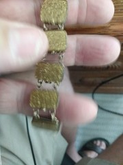 Antique Art Deco Gold Filled Gold Sparkle Glass Panels Bracelet 7 Inches