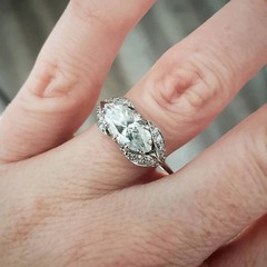 Art Deco Style 3.3Ct Marquise Lab Created Diamond 14K White Gold FN Wedding Ring