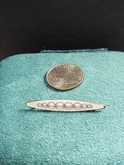 Antique Sterling Silver Bar Pin 4.5cm White and Pink Enamel
