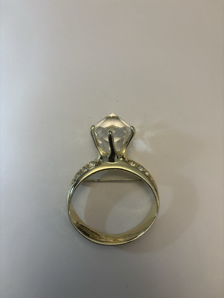 AJC Vintage Faux Diamond Rhinestone Ring Brooch