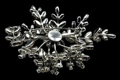 Vintage Rhinestone Floral Brooch Massive Pin Austria ? Costume Jewelry