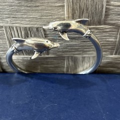 Kabana Signed KBN Sterling Silver Dolphin Wrap Bangle Tension Bracelet 18g
