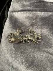 Sterling silver Russian troika brooch from 19th century