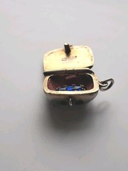Antique Art Deco Egyptian Revival Silver 800 Enamel Moses Basket Pendant