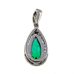 Fine 1.03ct Green Tourmaline Diamond 18k White Gold Pendant Enhancer