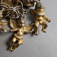 Vintage Kirks Folly Charm Bracelet Watch Angels Hearts Works! AS IS q3z