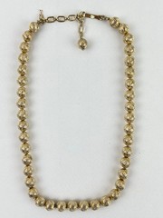 Vintage Crown Trifari Ball Bead Textured Gold Tone Chocker 14.5-16” Necklace