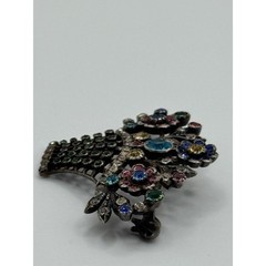 Vintage 935 Sterling Silver Paste Giardinetto Flower Basket Brooch Pin