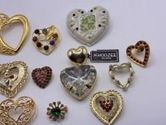 Large Vintage Heart Lot of Necklaces, Bracelets, Brooch’s, Earrings & a Ring 42