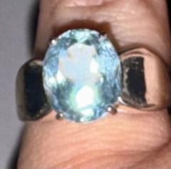 Enchanting London Blue Topaz Oval Solitaire Size 7 Vtg Estate Sterling Silver