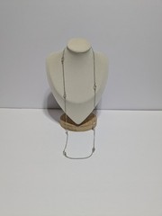 Avon Silver Tone Cable Link Necklace. Stationed Clear Faceted Acrylic Beads 29″