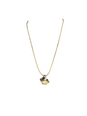 Vintage Gold Tone Chain Necklace w/ Rhinestone Flower Basket Pendant