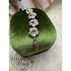 Vintage Hawaiian 925 Sterling Silver Hibiscus Flower Link Bracelet 14.40g 7”