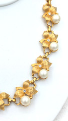 Vintage JUDY-LEE Floral Necklace Glass Pearls Rhinestones Gold Tone Adjustable
