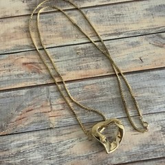 Vintage 80s heart open slide pendant necklace in gold tone metal