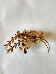 Vintage Rhinestone Enamel Floral 2″ Brooch Pin Stamped Made Austria