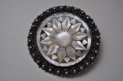 Vintage Jerusalem Silver 935 Brooch with Mother of Pearl